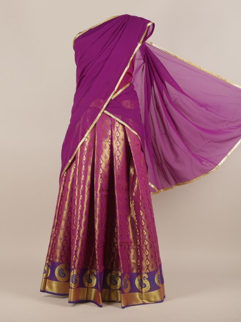 Pothys Violet Polychiffon Paisley Print Dhavani Saree