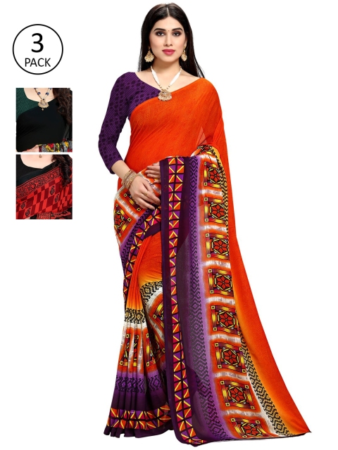 KALINI Multi Pack of 3 Printed Saree