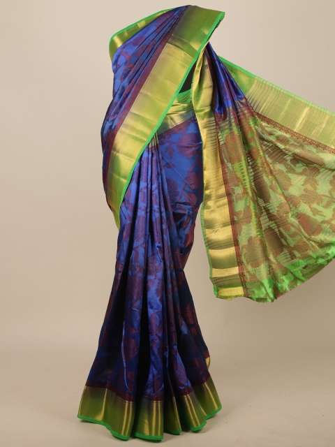 Pothys Blue & Green Woven Design Jute Silk Saree