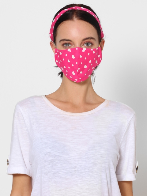 FOREVER 21 Women Pink & White Printed 2-Ply Reusable Pure Cotton Cloth Mask With Hairband
FOREVER 21 Women Pink & White Printed 2-Ply Reusable Pure Cotton Cloth Mask With Hairband