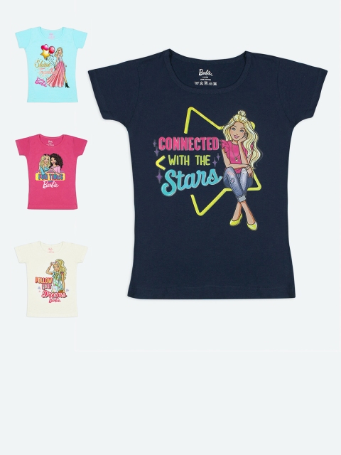 Barbie Girls Set of 4 Multicoloured Printed Graphic Barbie Printed Pure Cotton T-shirt, Turquoise blue
Barbie Girls Set of 4 Multicoloured Printed Graphic Barbie Printed Pure Cotton T-shirt, Turquoise blue