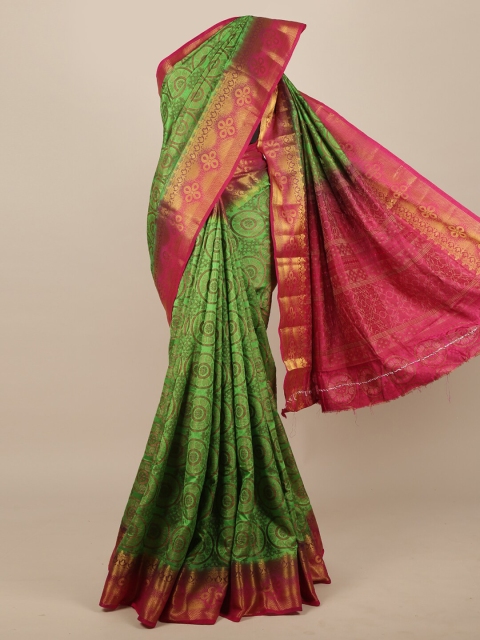 Pothys Green & Pink Woven Design Zari Jute Silk Saree