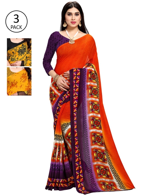 KALINI Multi Pack of 3 Printed Saree