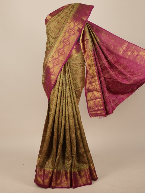 Pothys Green & Pink Jute Silk Saree