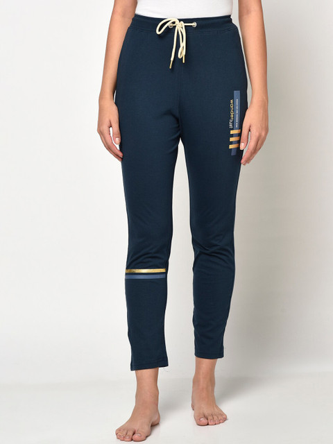 METTLE Women Navy Blue Solid Cotton Lounge Pants 
METTLE Women Navy Blue Solid Cotton Lounge Pants