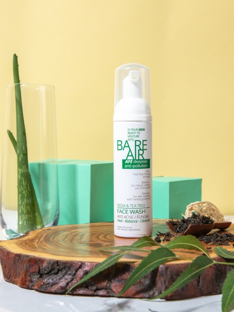 BAREAIR Neem & Tea Tree Foaming Facewash - 80ml, Green