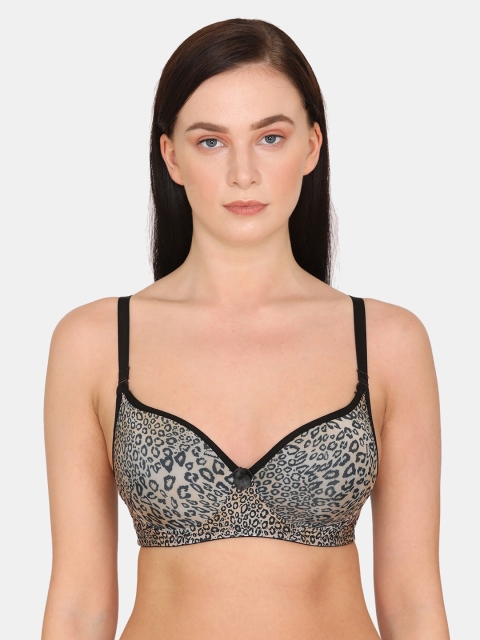 Rosaline by Zivame Women Black Printed Tshirt Bra