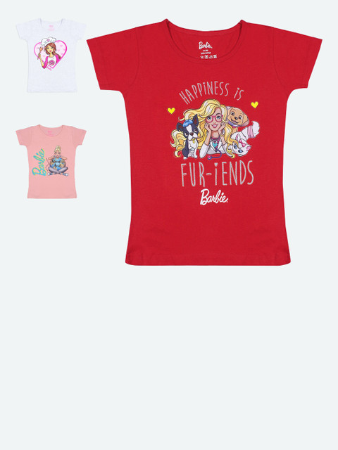 Barbie Pack of 3 Girls Multicoloured Barbie Printed V-Neck Applique T-shirt, Multi
Barbie Pack of 3 Girls Multicoloured Barbie Printed V-Neck Applique T-shirt, Multi