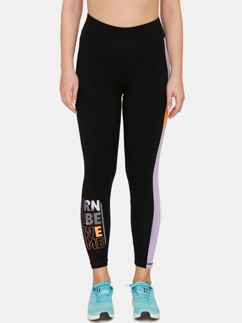 Zelocity by Zivame Women Black Solid Tights