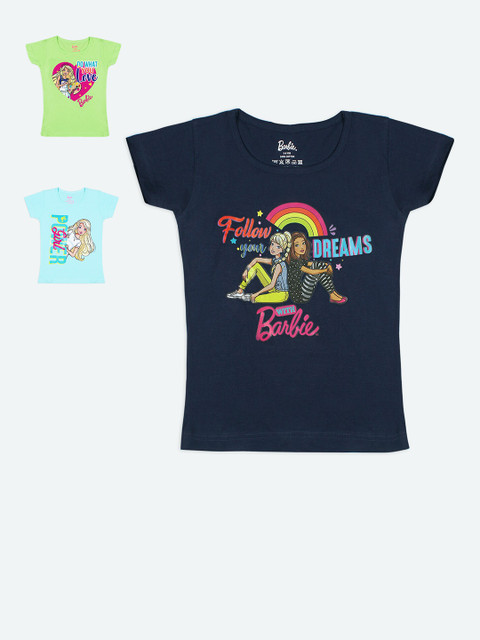 Barbie Girls Pack Of 3 Black & Blue Barbie Typography Printed T-Shirts 
Barbie Girls Pack Of 3 Black & Blue Barbie Typography Printed T-Shirts