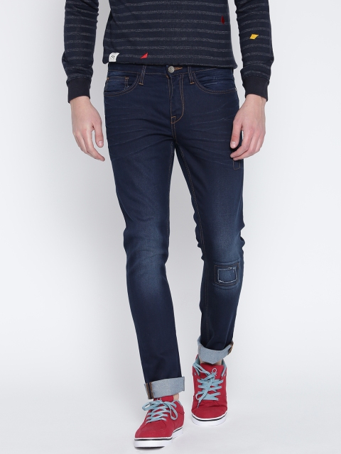 Blue Washed Skinny Stretchable Jeans Image