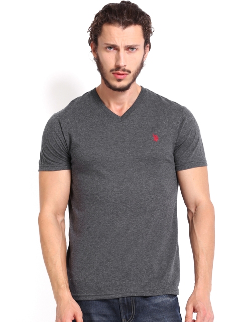 U.S. Polo Assn. Men Dark Grey Melange T-shirt