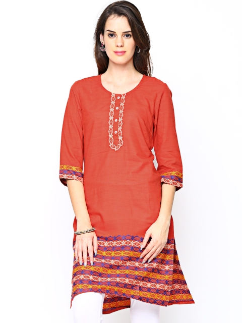 AURELIA Women Red Printed Kurta
