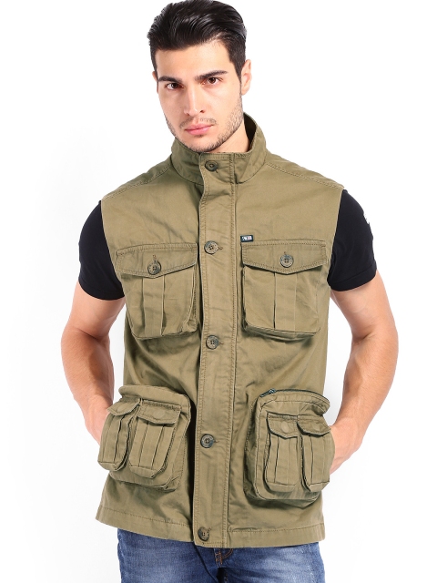 Arrow Sport Men Khaki Sleeveless Jacket