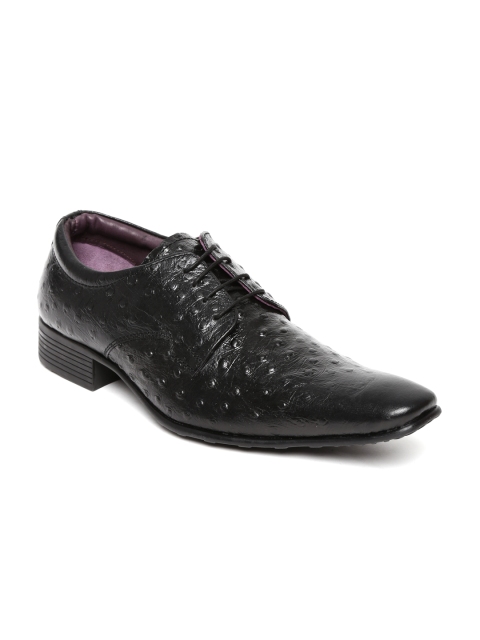 Clarus Men Black Leather Semiformal Shoes