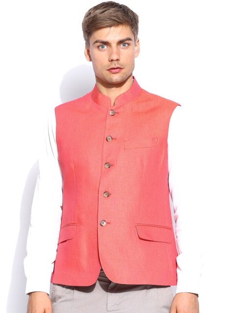 Arrow Men Orange Nehru Jacket