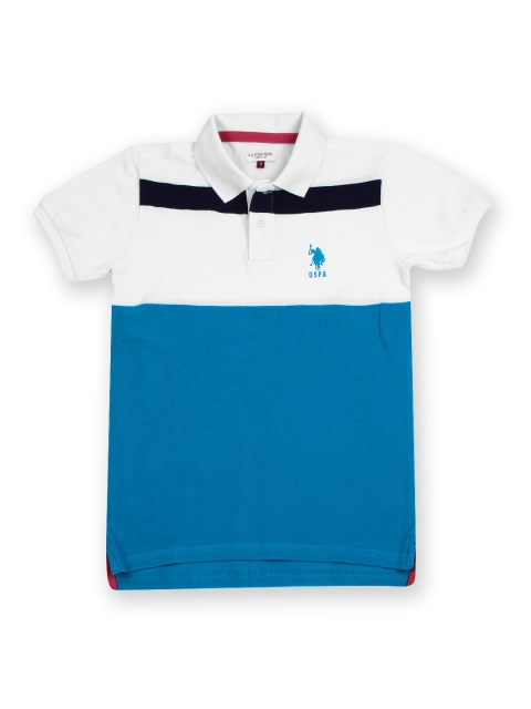 U.S. Polo Assn. Kids Boys White & Blue Polo T-shirt