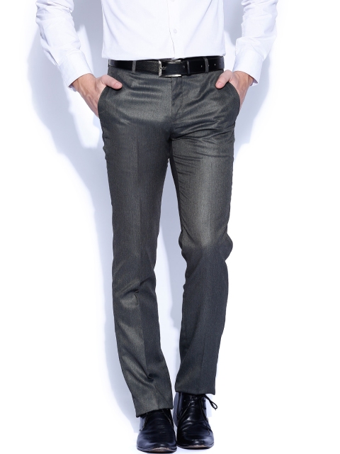 Independence Grey Melange Slim Fit Formal Trousers