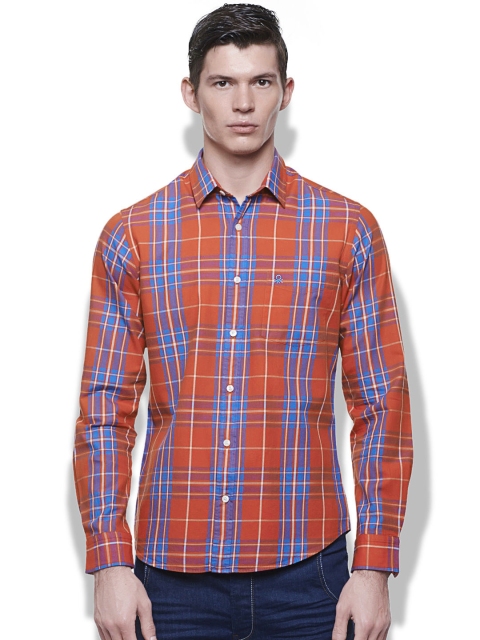 United Colors of Benetton Men Red & Blue Checked Casual Shirt