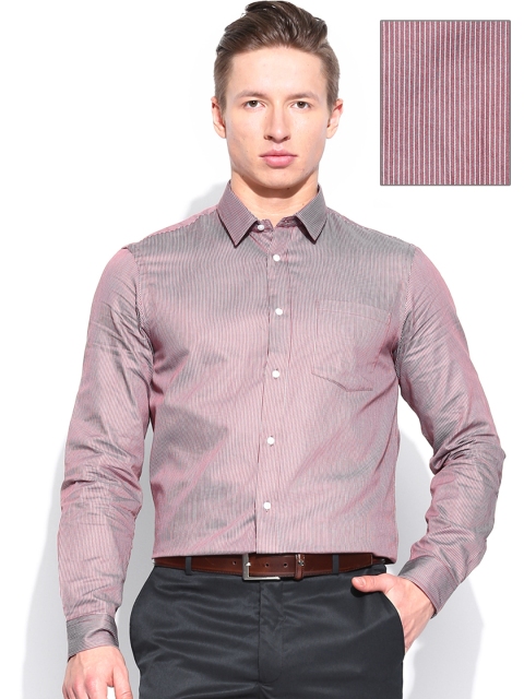 Arrow New York Men Brown & White Slim Fit Formal Shirt