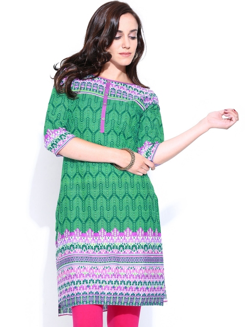 Aurelia Women Green Printed Kurta