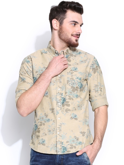 United Colors of Benetton Men Beige Casual Shirt