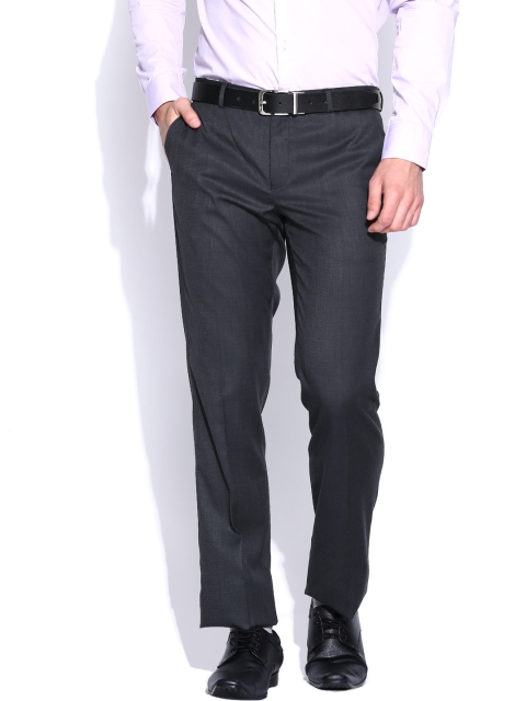 Blackberrys Men Grey Sharp Fit Formal Trousers