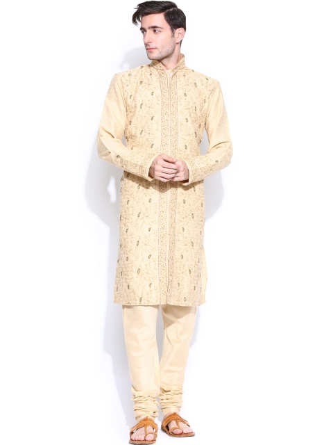 Rajyog Men Beige Embroidered Sherwani