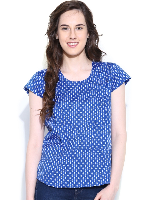 American Swan Blue Printed Top