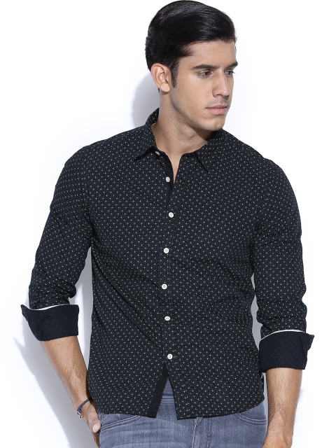 Flying Machine Black Printed Casual Shirt