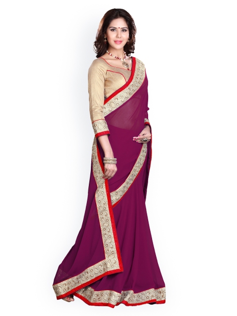 Mirchi Fashion Magenta Poly Georgette Saree