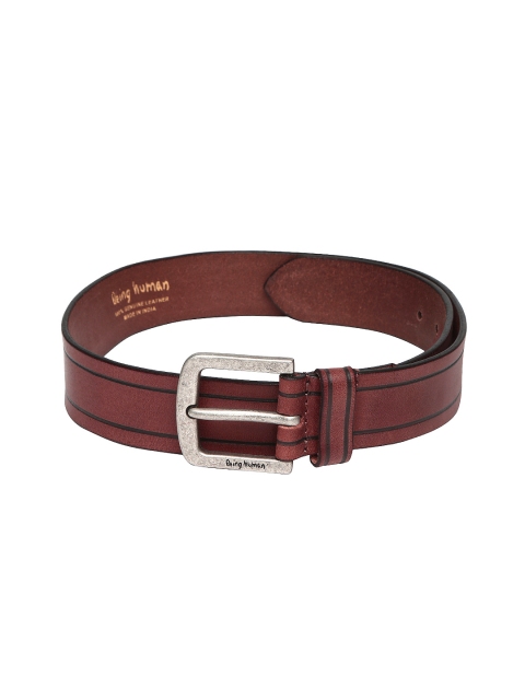 Being Human Men Maroon Leather Belt
