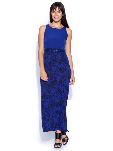 Tokyo Talkies Blue Printed Maxi Dress