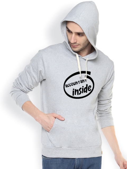 Campus Sutra Grey Hooded Sweatshirt