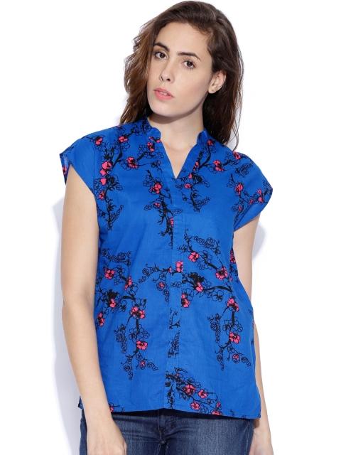 Tokyo Talkies Blue Printed Top