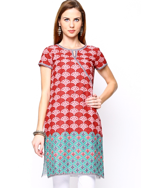 AURELIA Women Red Printed Kurta