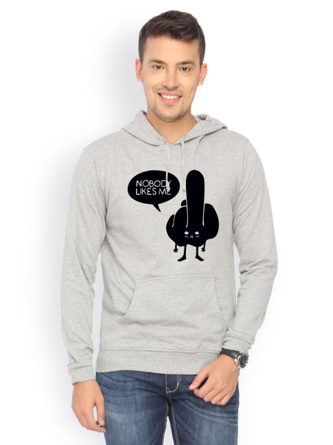 Campus Sutra Men Grey Printed Sweatshirt