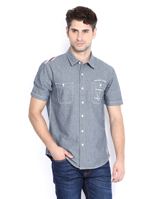 Flying Machine Men Blue Casual Shirt