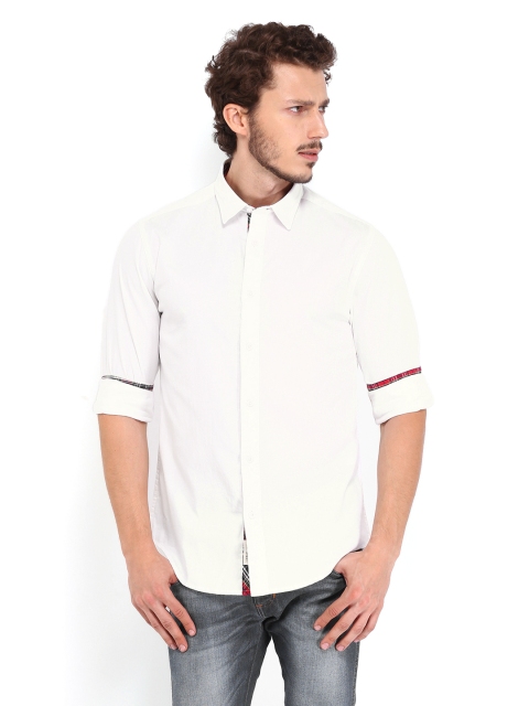 Jack & Jones Men White Slim Fit Casual Shirt