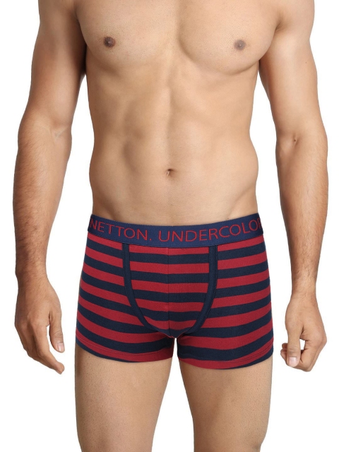 Undercolors of Benetton Men Red & Blue Striped Boxer Trunks 008DI