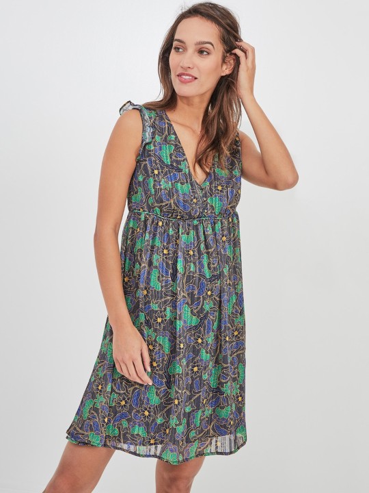 Bleu Et Promod Pour Empire Femmes 9467515 Acheter Vert Robe Imprimée WCBordxe