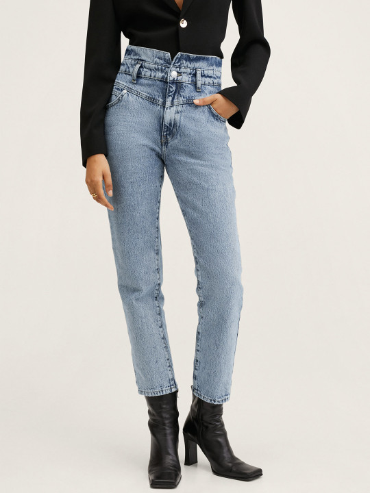 Buy Rise for Apparel MANGO Blue High Jeans Fit Mom 16708080 - Women Women Jeans  Jeans MANGO