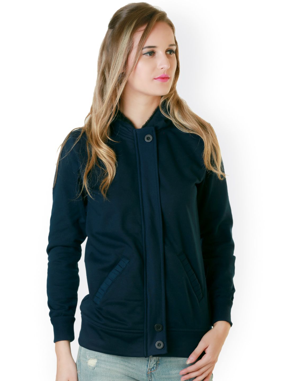 Belle Fille Navy Blue Hooded Jacket Price in India