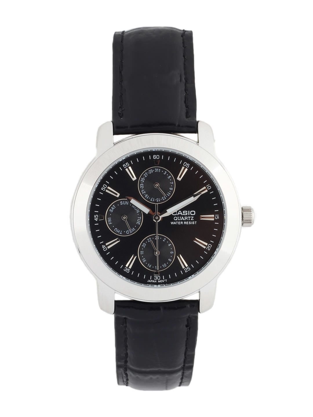Buy Casio Men's MTP-1192E-1ADF Black Analog dial Genuine Leather