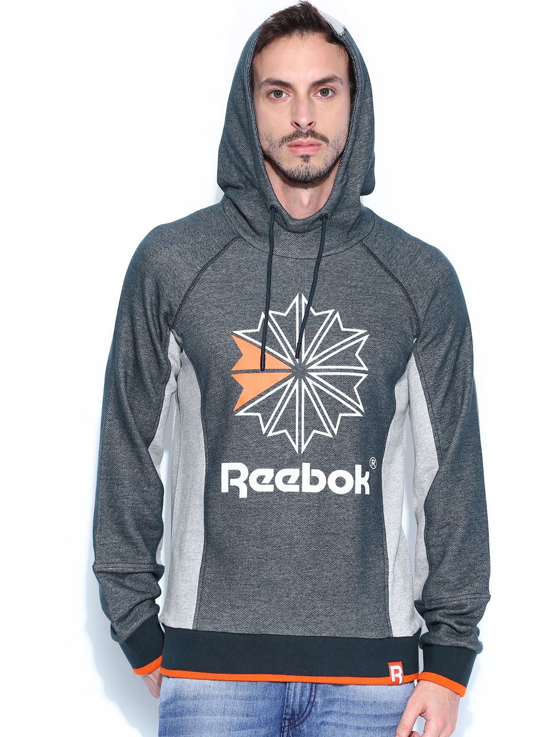 reebok hoodie mens orange