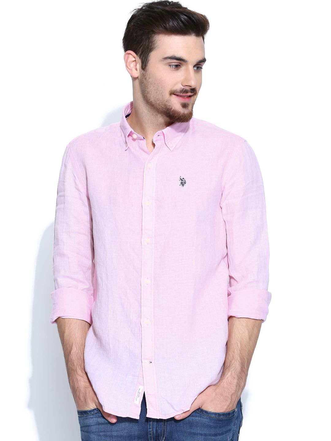 mens long sleeve pink shirt