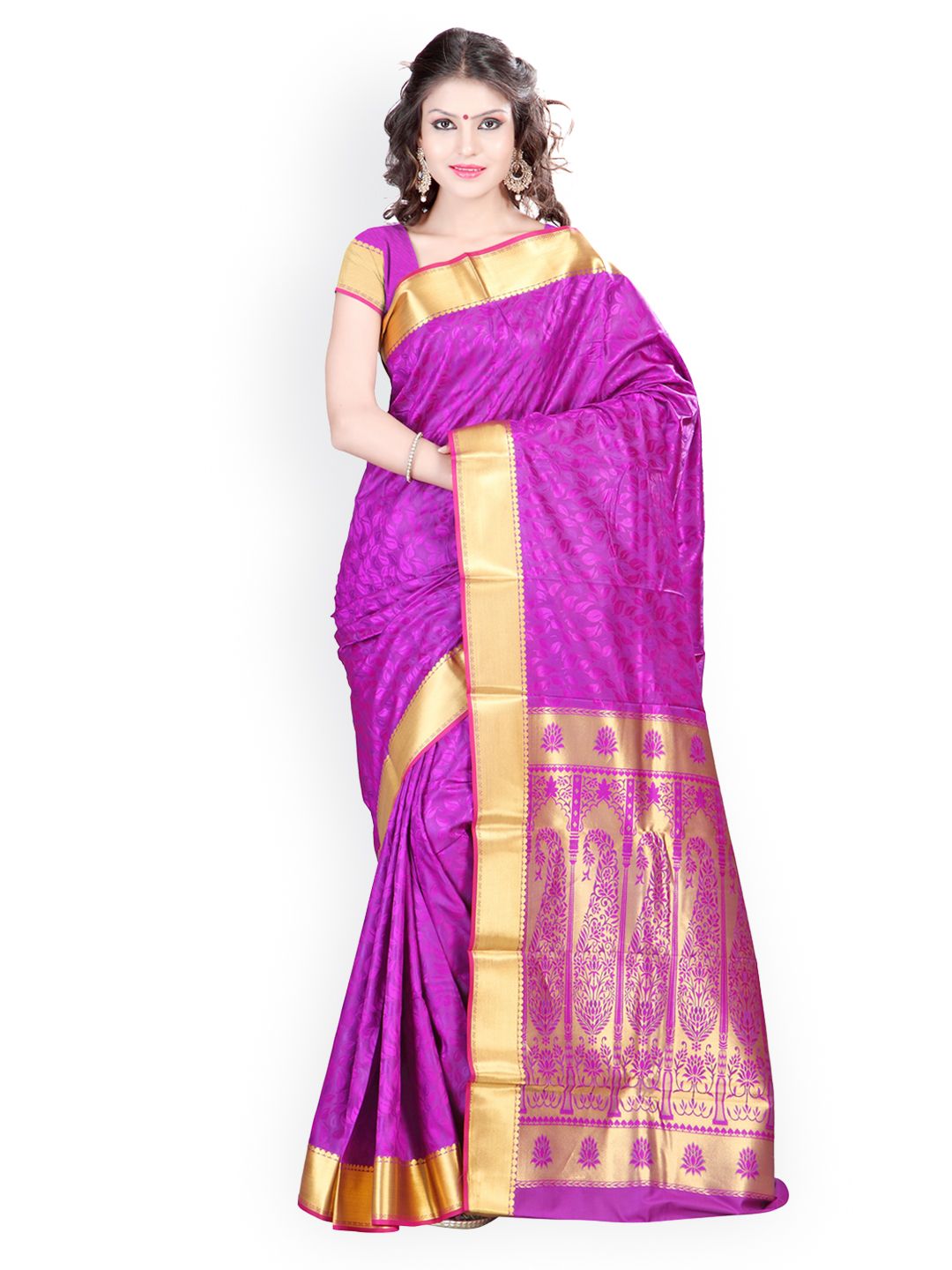 Varkala Silk Sarees Purple Jacquard & Art Silk Traditional Sari Price in India