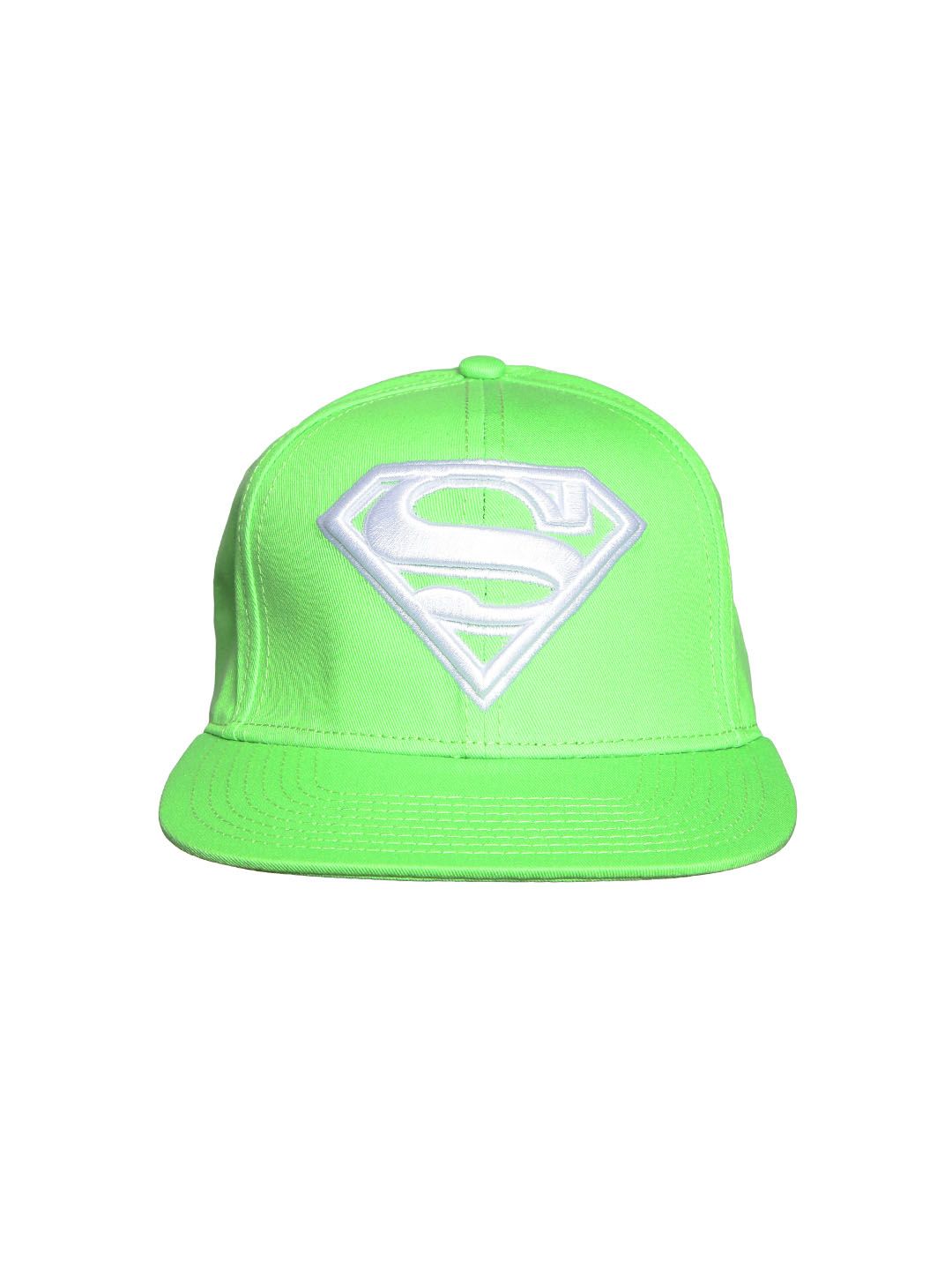 Free Authority Unisex Green & White Superman Embroidered Snapback Cap Price in India