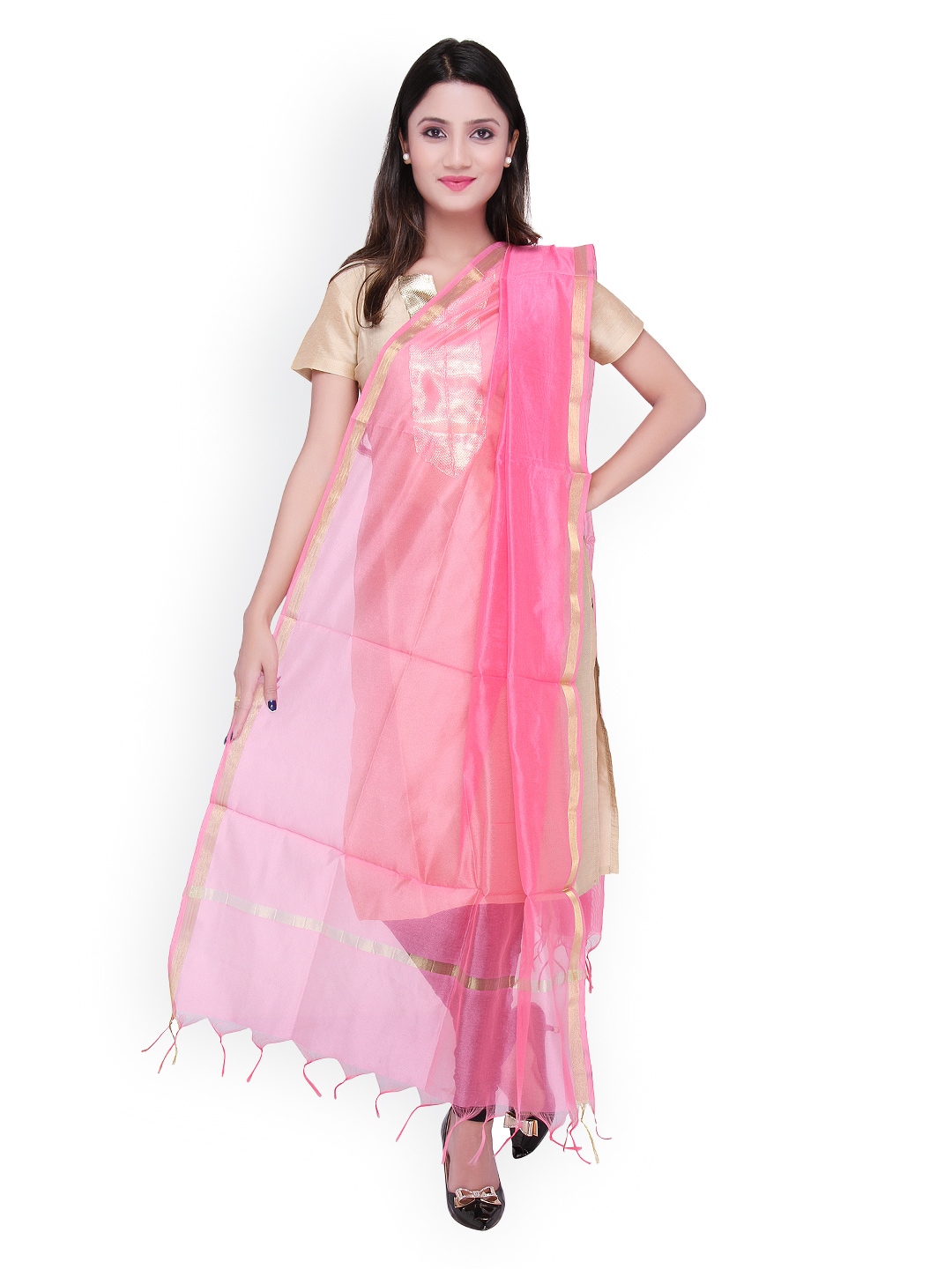 Dupatta Bazaar Pink Silk Dupatta Price in India