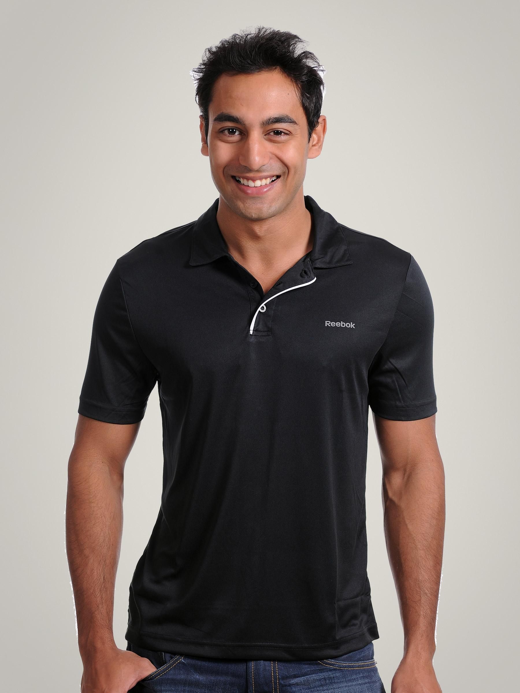 Reebok Men Black Polo T-shirt